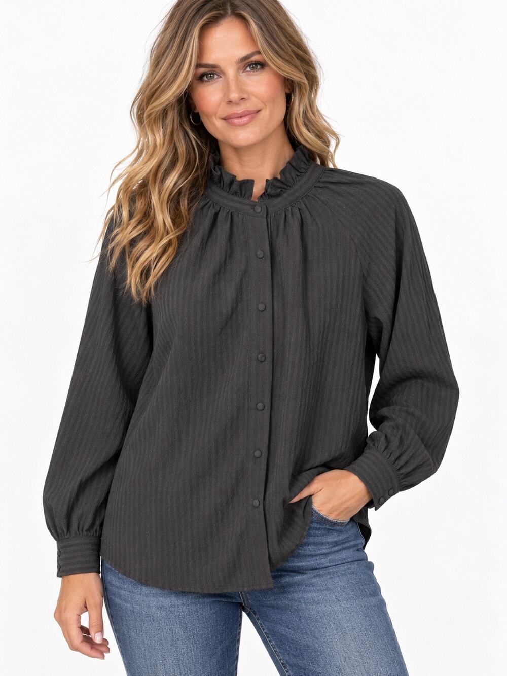 Pomander Place Shadow Stripe Blouse